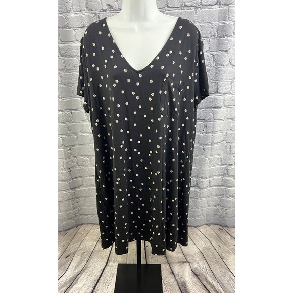 Soma Other - Soma Cool Nights Short Sleeve Sleepshirt Plumeria Dot Black sz XXL